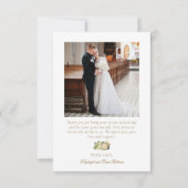 Weiße blumenkatholische Hochzeit mit 2 Fotos Dankeskarte (Rückseite)