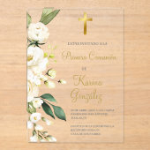 Weiße Blumenkolonie Spanien Einladung (Vorderseite)