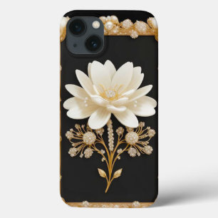 Weiße Blumenkunst mit luxuriösem Gold Case-Mate iPhone Hülle