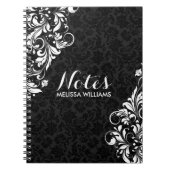 Weiße Blumenlatte und schwarze Damaskus Notizblock (Vorderseite)