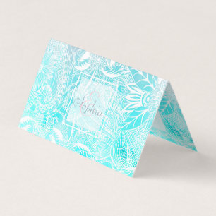 Weiße Blumenmandala Aquarellgestaltung Visitenkarten