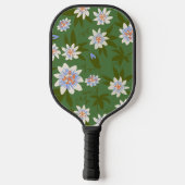 Weiße Blumenmuster Grün Pickleball Schläger (Rückseite)