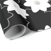 Weiße Blumenmuster mit Perlen Geschenkpapier (Rolleneckpunkt)