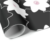 Weiße Blumenmuster mit rosa Perlen Geschenkpapier (Rolleneckpunkt)