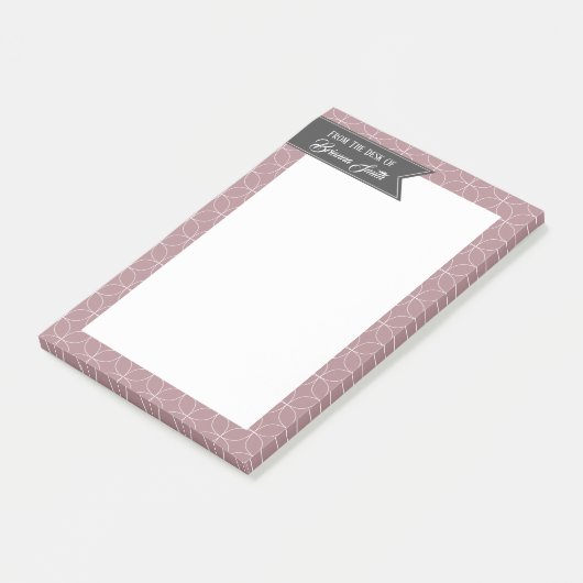 Weiße Blumenmuster und trockene Rose Personalisier Post-it Klebezettel (angewinkelt)