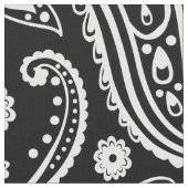 Weiße Blumenpaisley-Muster in schwarz Stoff (Nahaufnahme)