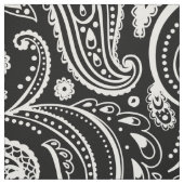 Weiße Blumenpaisley-Muster in schwarz Stoff (Muster)