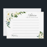 Weiße Blumenratte für Elfenbein Hinweiskarte<br><div class="desc">Ein schlichtes Blumendesign mit wunderschönen Blume aus Grün und Elfenbein. Sie können die Farben und Textdetails ändern.</div>