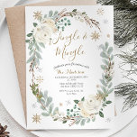 Weiße Blumenreath Jingle & Mingle Winter Einladung<br><div class="desc">Moderne Minimalistische Jingle & Mingle Weihnachtsferien-Party Einladung perfekt für Ihr Party zu Weihnachten! Mit dieser rustikalen Einladung laden wir Sie zu einer Weihnachtsfeier ein.</div>