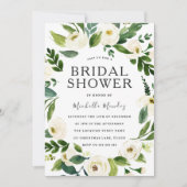 Weiße Blumenreste Modernes Brautparty Einladung (Vorderseite)