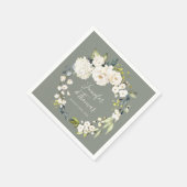 Weiße Blumenrinde im Weißen Wasser, grün Serviette (Ecke)