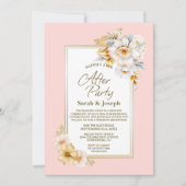 Weiße Blumenrosa Hochzeit nach dem Party Einladung (Vorderseite)