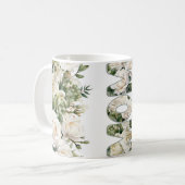 Weiße Blumenrosen Mutter Kaffeetasse (Vorderseite Links)