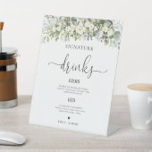 Weiße Blumensignature-Drinks-Schilder Sockelschild (In SItu)