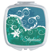 Weiße BlumenSilhouetten auf Grünem und Blau