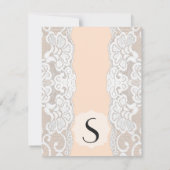 Weiße Blumenspitze auf Pachy Beige Einladung (Rückseite)