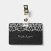 Weiße Blumenspitze Ausweis (Back with Clip)