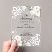 Weiße Blumenspitze Diamant 25. Hochzeitstag Acryleinladungen (Insitu (Handheld))