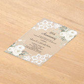 Weiße Blumenspitze Diamant 25. Hochzeitstag Acryleinladungen (Ablage )