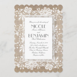 Weiße Blumenspitze Rustikale Hochzeit Einladung