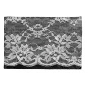 Weiße Blumenspitze: schwarzer Hintergrund. Kissenbezug (Rückseite)