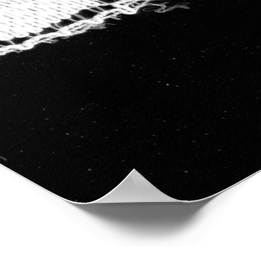 Weiße Blumenspitze: schwarzer Hintergrund. Poster (Ecke)