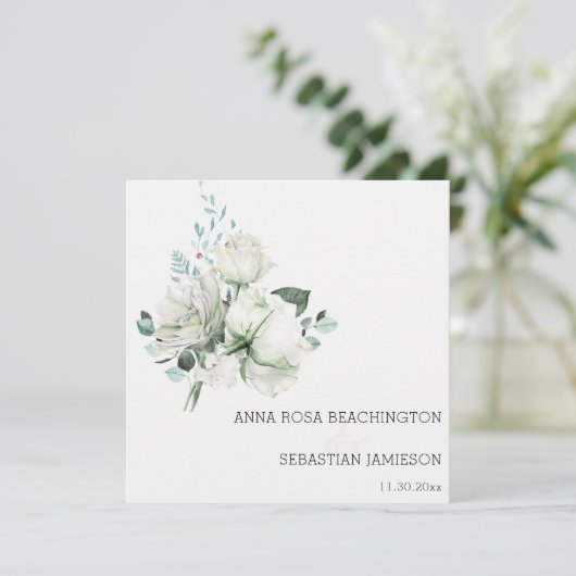 *~* Weiße Blumenstrauß AR15 QR + UAWG Wedding Einladung (Stehend Vorderseite)