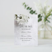 Weiße Blumenstrauß Hochzeit speichern Sie das Datu Ankündigungspostkarte (Stehend Vorderseite)