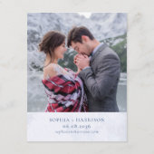 Weiße Blumenzwiebelzange Hochzeitsdetails Foto Begleitkarte (Rückseite)