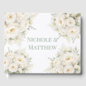 Weiße Blumige Hochzeit Gästebuch (Vorderseite)