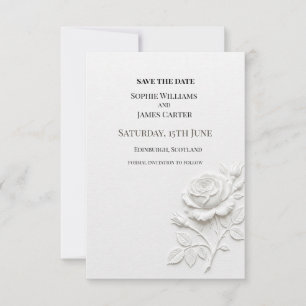 Weiße Blumige Hochzeit Save The Date