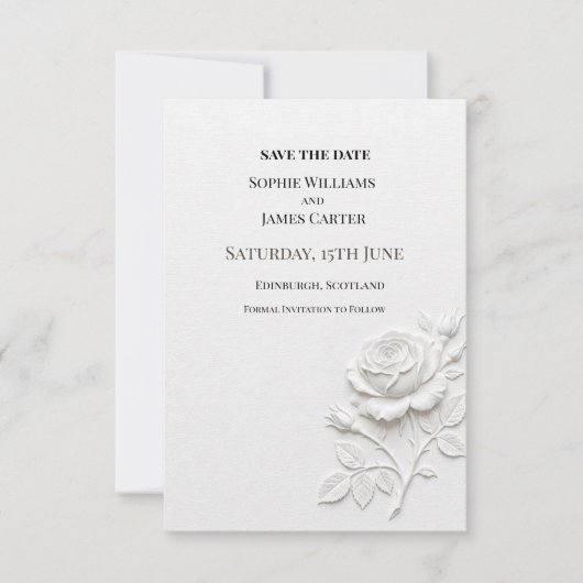 Weiße Blumige Hochzeit Save The Date (Vorderseite)