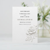 Weiße Blumige Hochzeit Save The Date (Stehend Vorderseite)