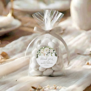 Weiße Blumige Salbei-Grüne Wasserfarbe Brautparty Runder Aufkleber