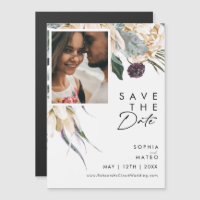 Weiße Blumige Save The Date Magnet