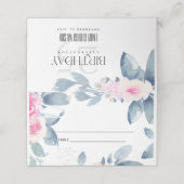 WEISSE BLUSH BLUE BLUE FLORAL 25 JEDES ALTER GEBUR PLATZKARTE (Außenseite Aufgefaltet)