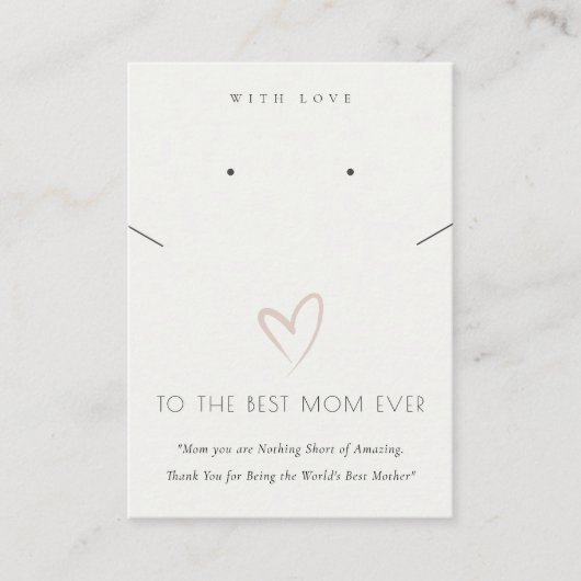 WEISSE BLUSH HEART BEST MAMA GIFT NECKLACE EARRING PLATZKARTE (Vorderseite)