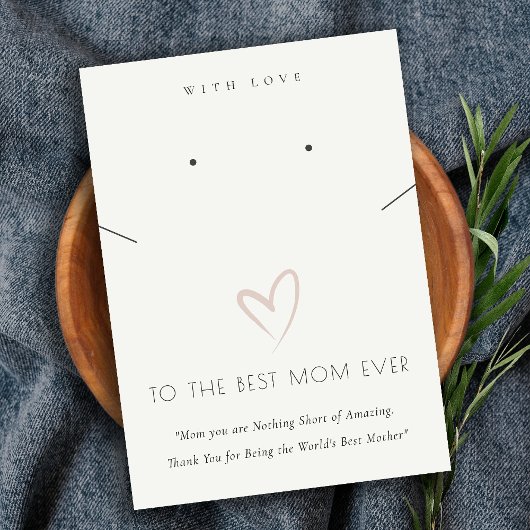 WEISSE BLUSH HEART BEST MAMA GIFT NECKLACE EARRING PLATZKARTE