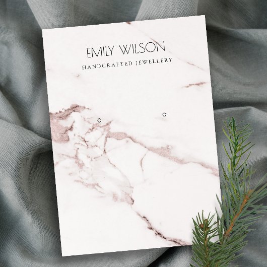 WEISSE BLUSH PINK MARBLE TEXTURE EARRING DISPLAY VISITENKARTE