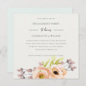WEISSE, BLUSH PINK PEACH FLORAL VERLOBUNG EINLADUNG (Vorne/Hinten)