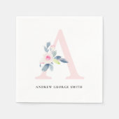 WEISSE BLUSH-WEISSE FLUSSALPHABETS SCHREIBEN A SERVIETTE (Vorderseite)