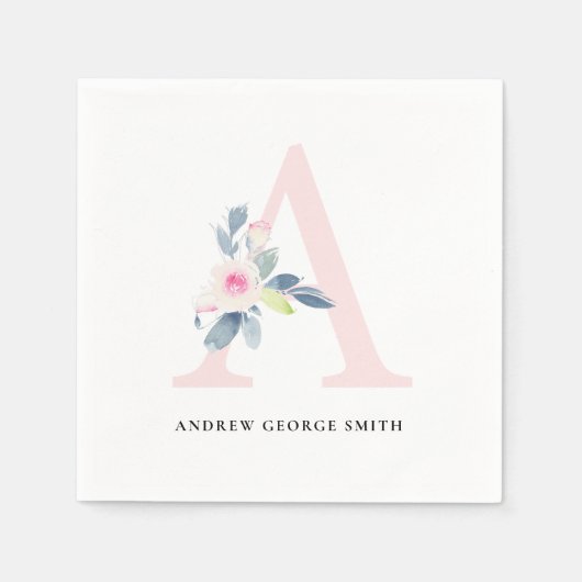 WEISSE BLUSH-WEISSE FLUSSALPHABETS SCHREIBEN A SERVIETTE (Vorderseite)