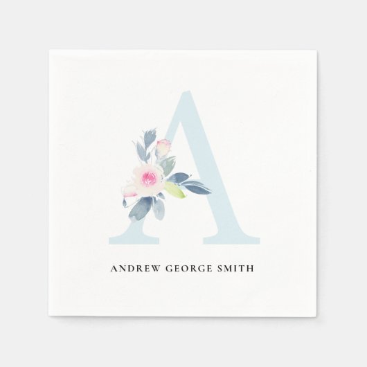 WEISSE BLUSH-WEISSE FLUSSALPHABETS SCHREIBEN A SERVIETTE (Vorderseite)