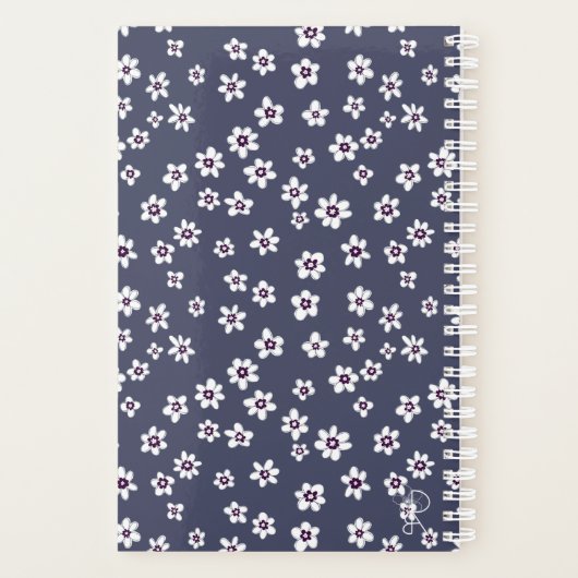Weiße Blüte auf denim blauen Planer (Rückseite)