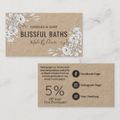 Weiße Blüte auf Kraft-Seife und Kerze Visitenkarte (Vorne/Hinten)