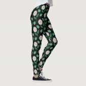 Weiße Blüte auf schwarzem Hintergrund Leggings (Rechts)
