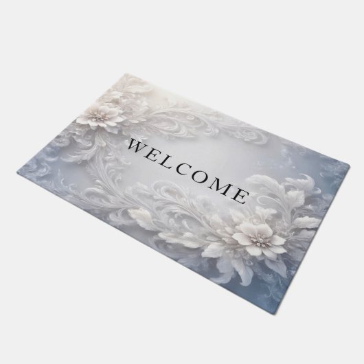 Weiße Blüte Blüh Doormat Fußmatte (Schrägansicht)