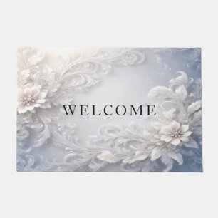 Weiße Blüte Blüh Doormat Fußmatte
