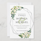 Weiße Blüte | Botanische Hochzeit mit floraler Geo Einladung (Vorderseite)