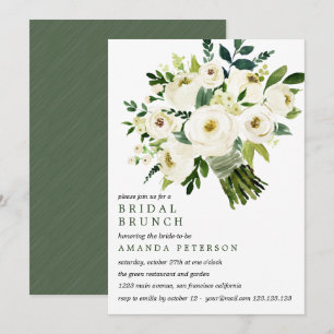 Weiße Blüte   Bride Bouquet Wedding Bridal Brunch Einladung